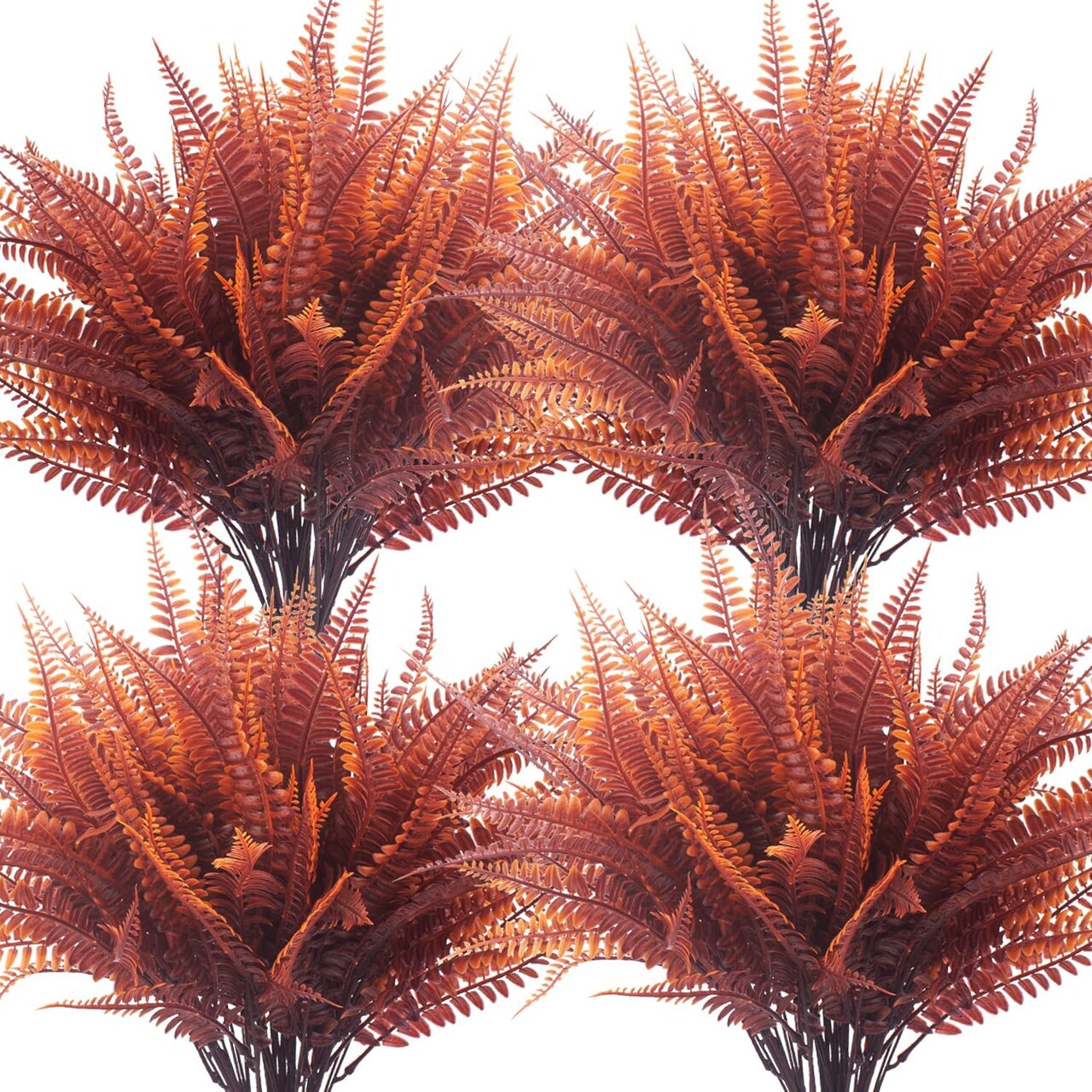 Artificial Plants, 12 Bundles of Spring Greenery Bushes Fake Boston Fern Greenery Outdoor UV Resistant Plastic Flowers (Fall Boston)